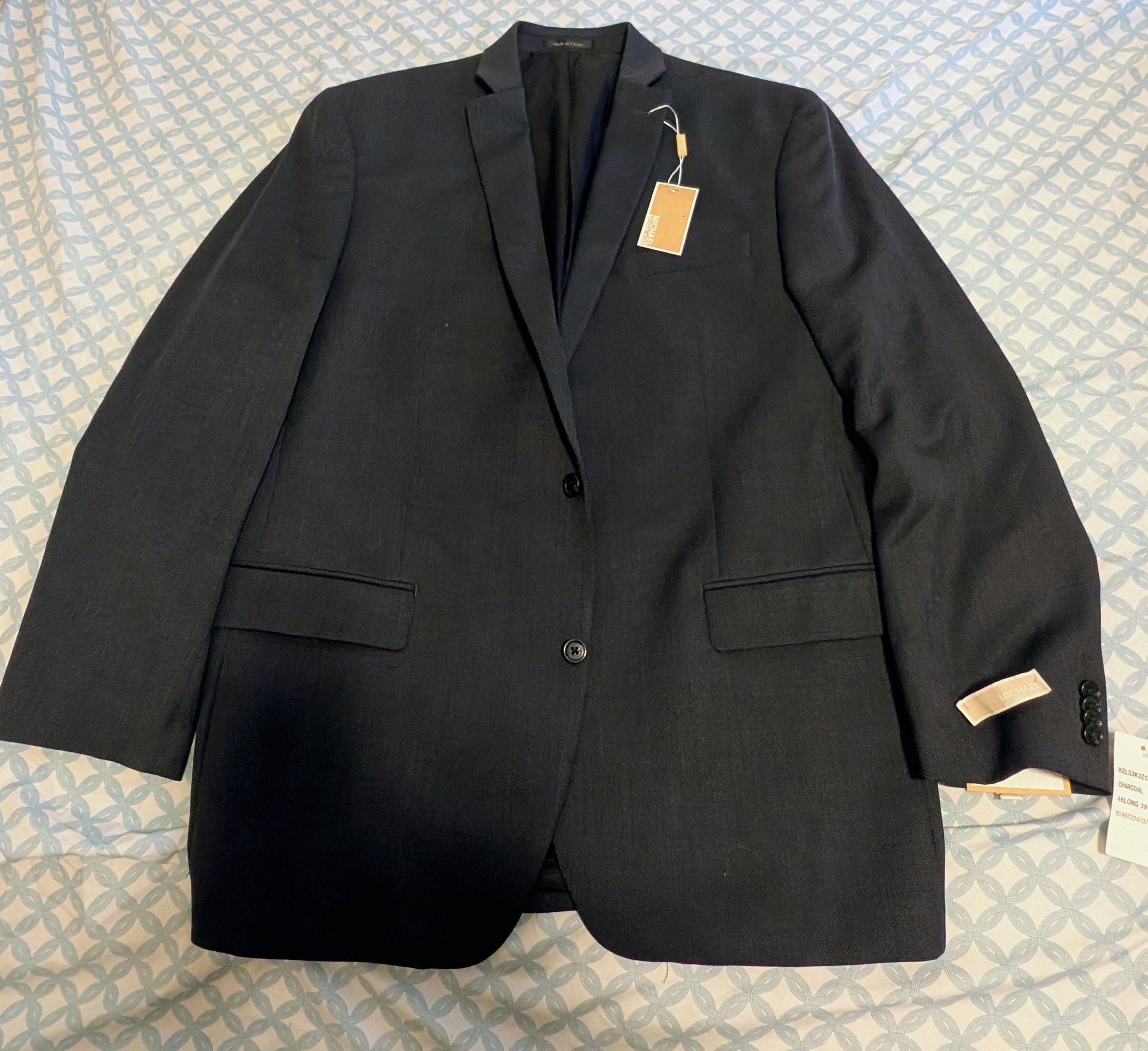 Michael Kors New Michael Kors 3 Piece 100% Wool Suit Charcoal Size 46L Size 46L - 1 Thumbnail