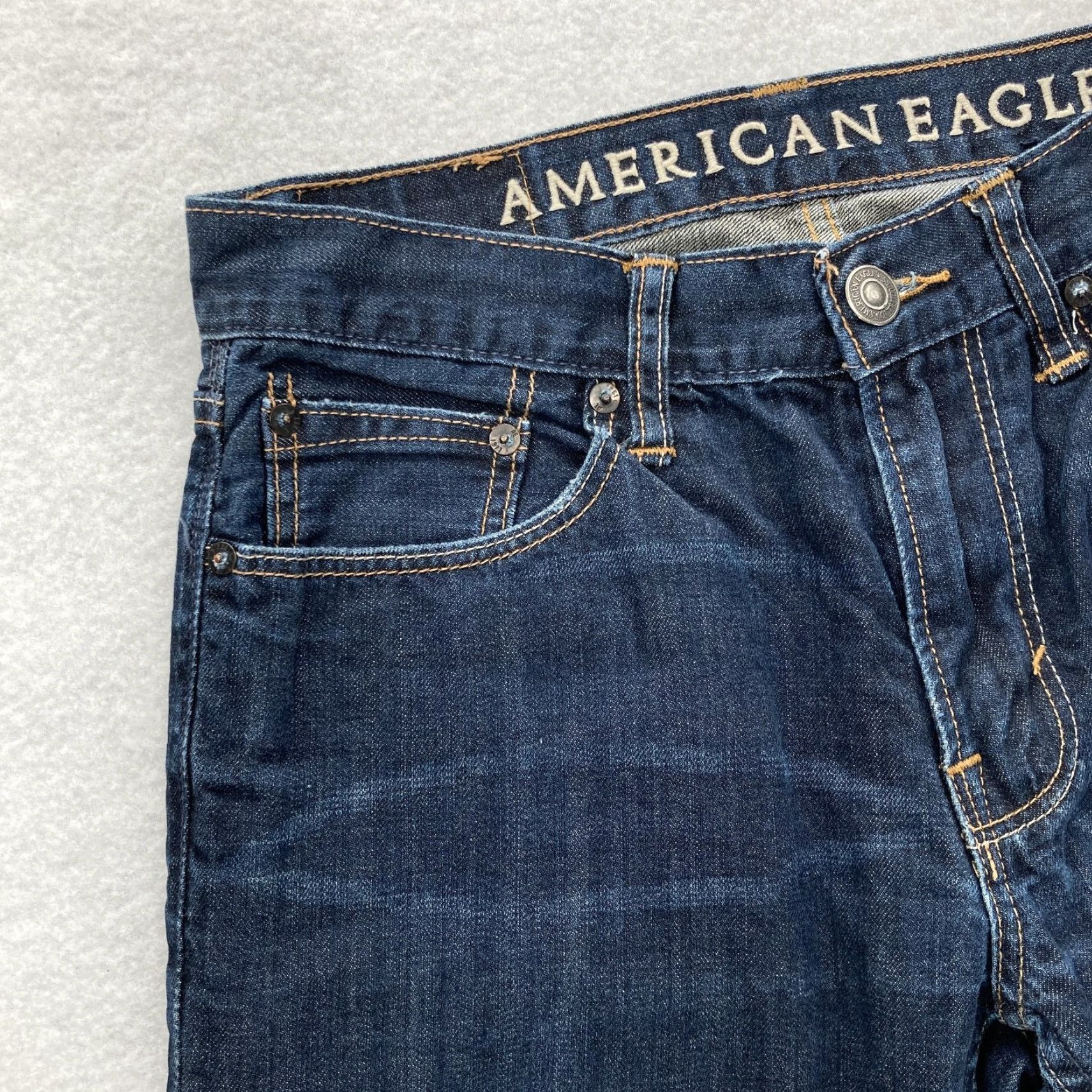 American Eagle Outfitters AMERICAN EAGLE Jeans Men 29x30 Blue Dark Wash Original Straight Leg Size US 29 - 3 Thumbnail