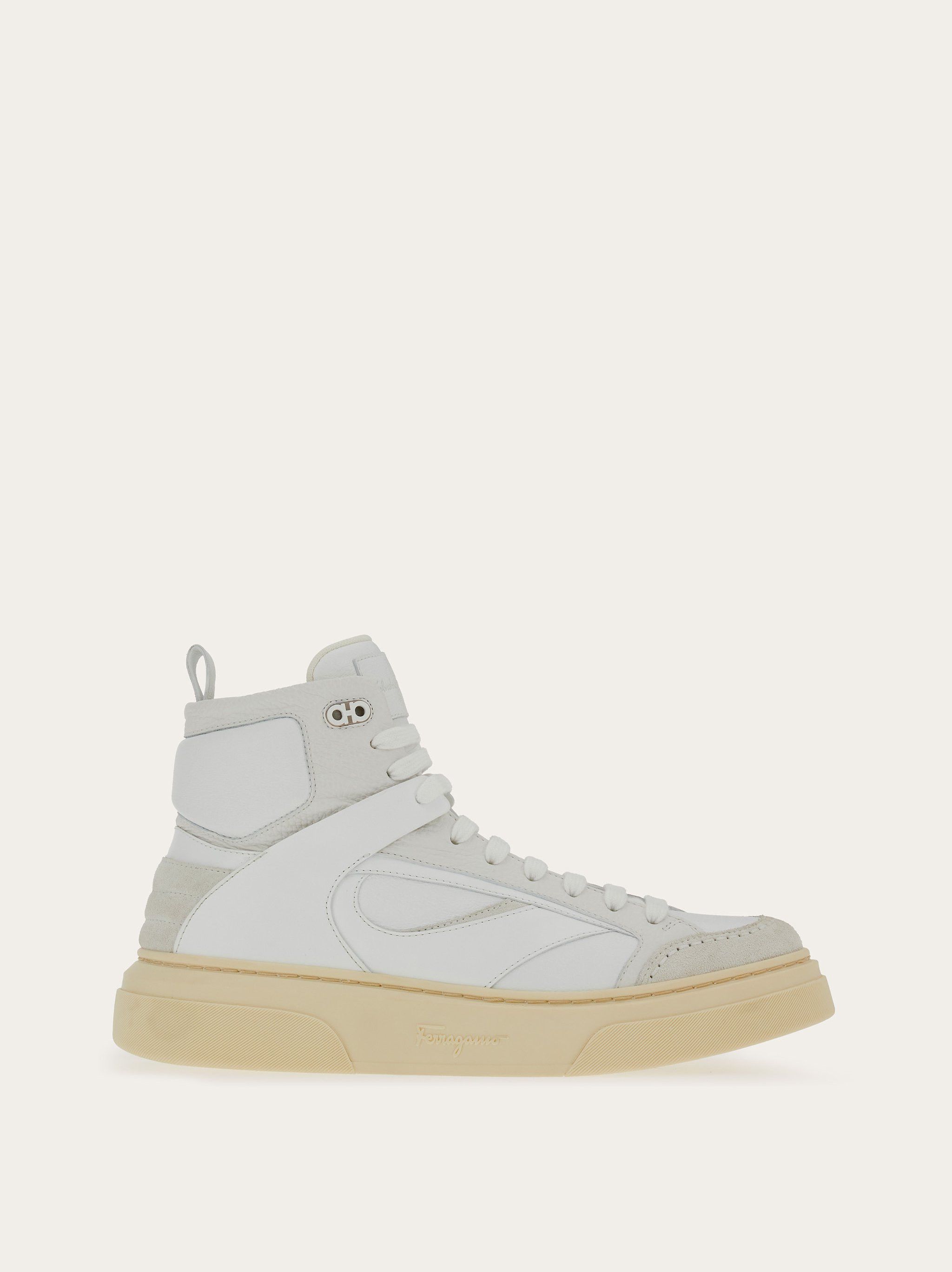 Salvatore Ferragamo o1s1rm0724 Leather Hi-Top Sneakers in White Size US 11.5 / EU 44-45 - 1 Thumbnail