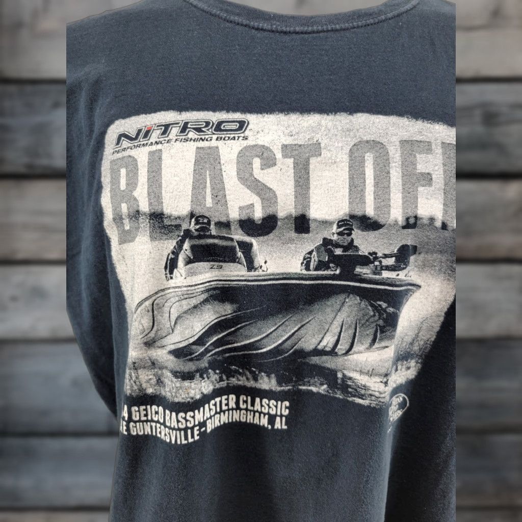 Gildan VINTAGE 2014 Geico Bassmaster Classic Nirto Blast Off Mens Shirt XL Black T-Shirt Short Sleeve Gildan Brand Size US XL / EU 56 / 4 - 1 Thumbnail