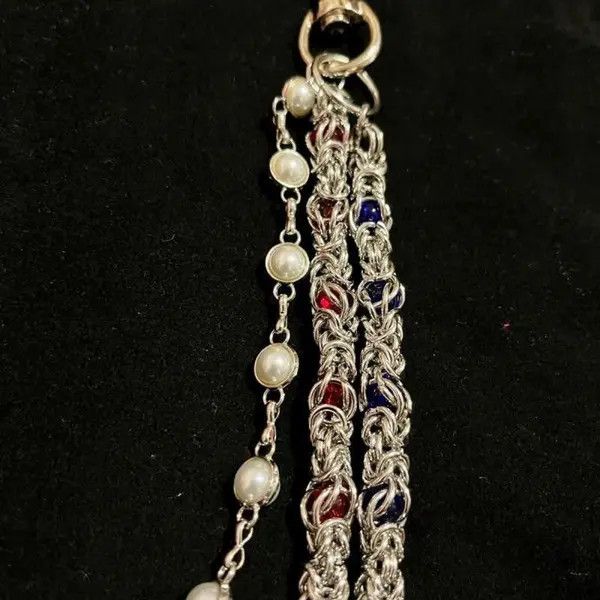 Jewelry 3 Pl Layer Gemstone and Pearl Wallet Chain. Pants Chain Size ONE SIZE - 3 Thumbnail