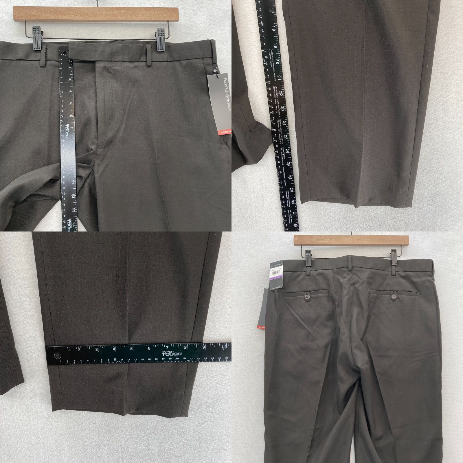 Perry Ellis Portfolio Dress Pants Mens 38x30 Brown Straight Leg Modern Fit  NWT - wpequipmentugltd.com