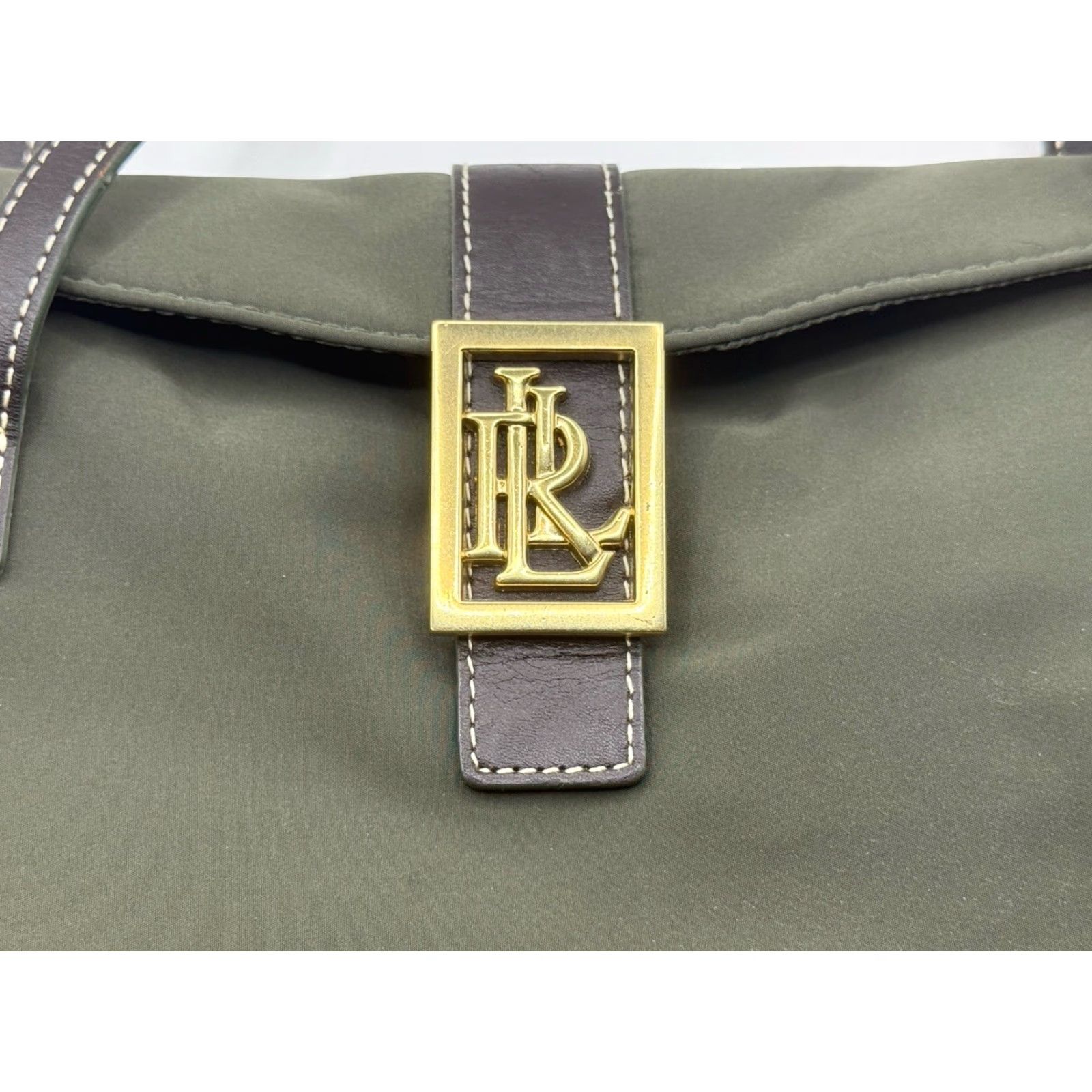 Ralph Lauren VINTAGE Lauren Ralph Lauren Tote Bag Women Medium Green Leather Nylon Casual Size ONE SIZE - 3 Thumbnail