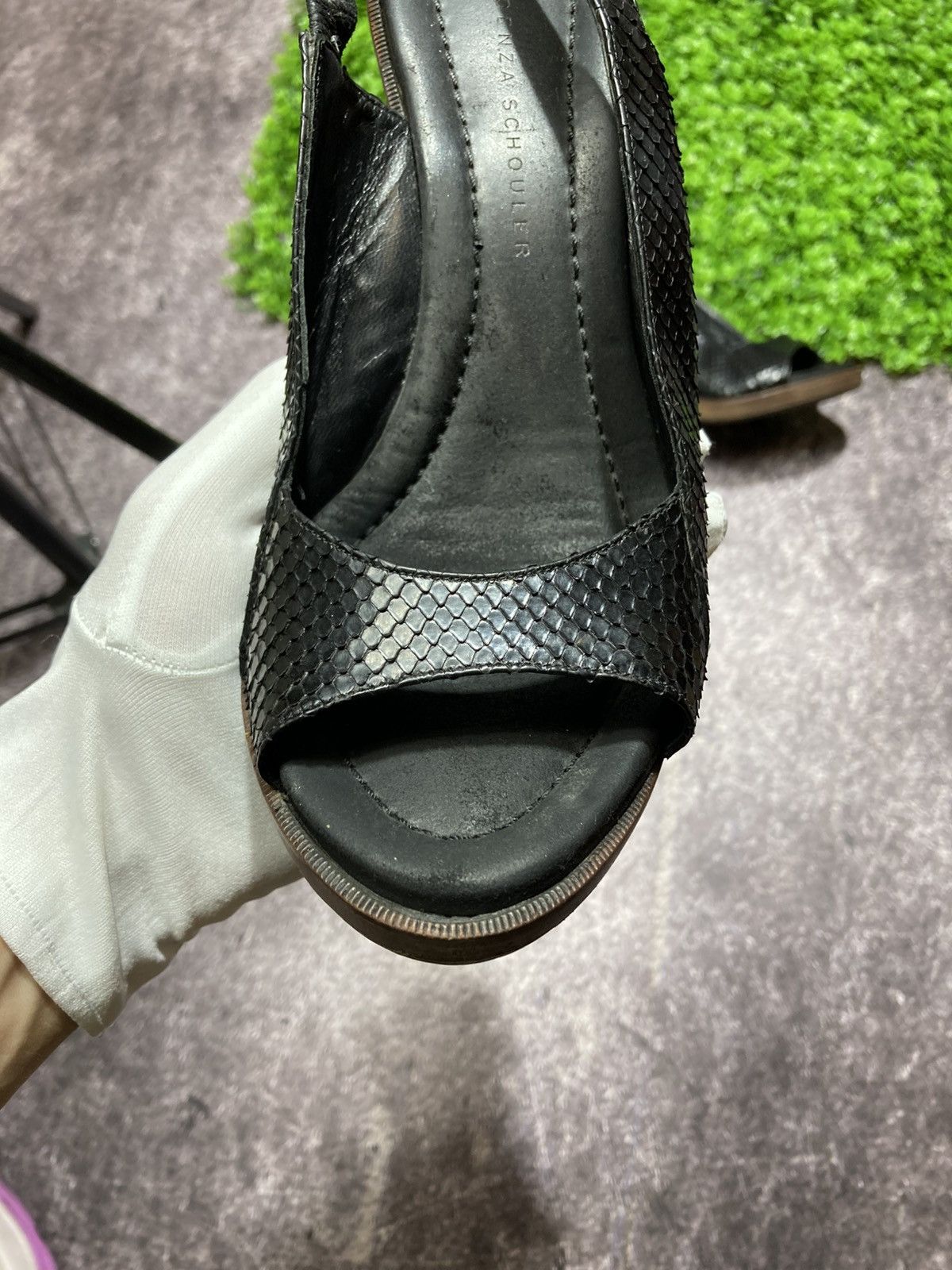 Proenza Schouler Proenza Schouler Python Black Wood Heel Sandals Slingback Size US 8.5 / IT 38.5 - 3 Thumbnail