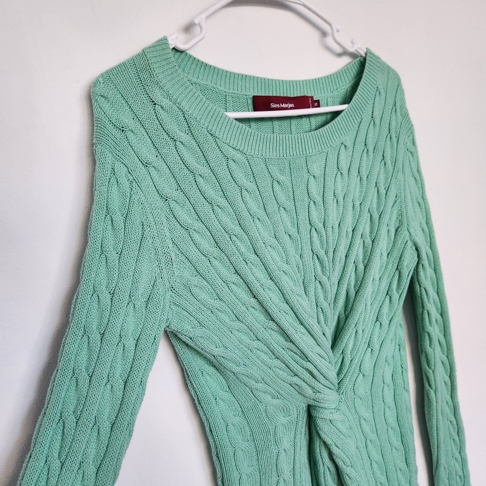 Sies Marjan Sies Marjan Cable Knit Twist Sweater Mint Green S Cozycore Size S / US 4 / IT 40 - 3 Thumbnail