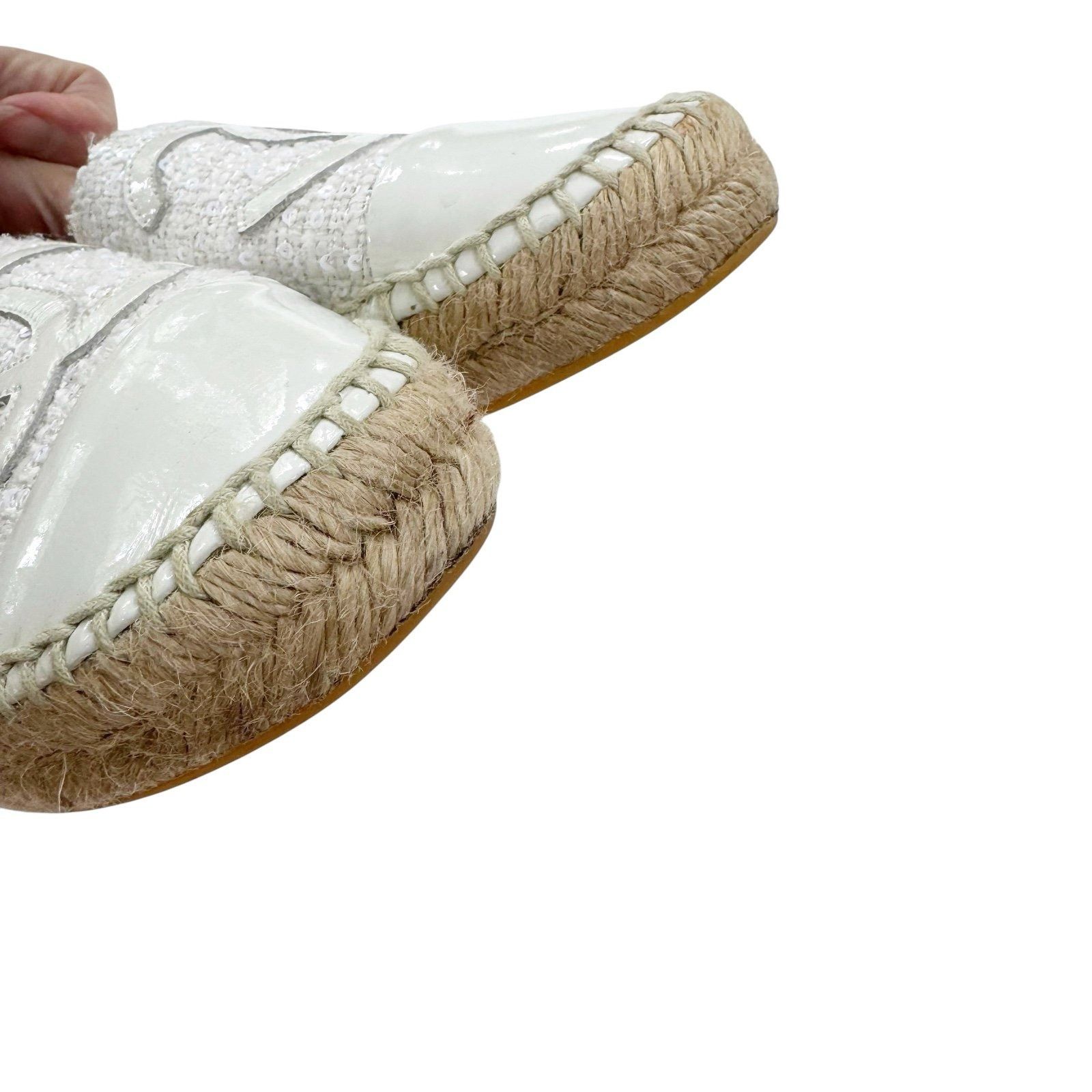 Chanel Chanel Tweed Sequin Logo Cap Toe Espadrilles Cream Size EU37 Size US 6.5 / IT 36.5 - 6 Thumbnail