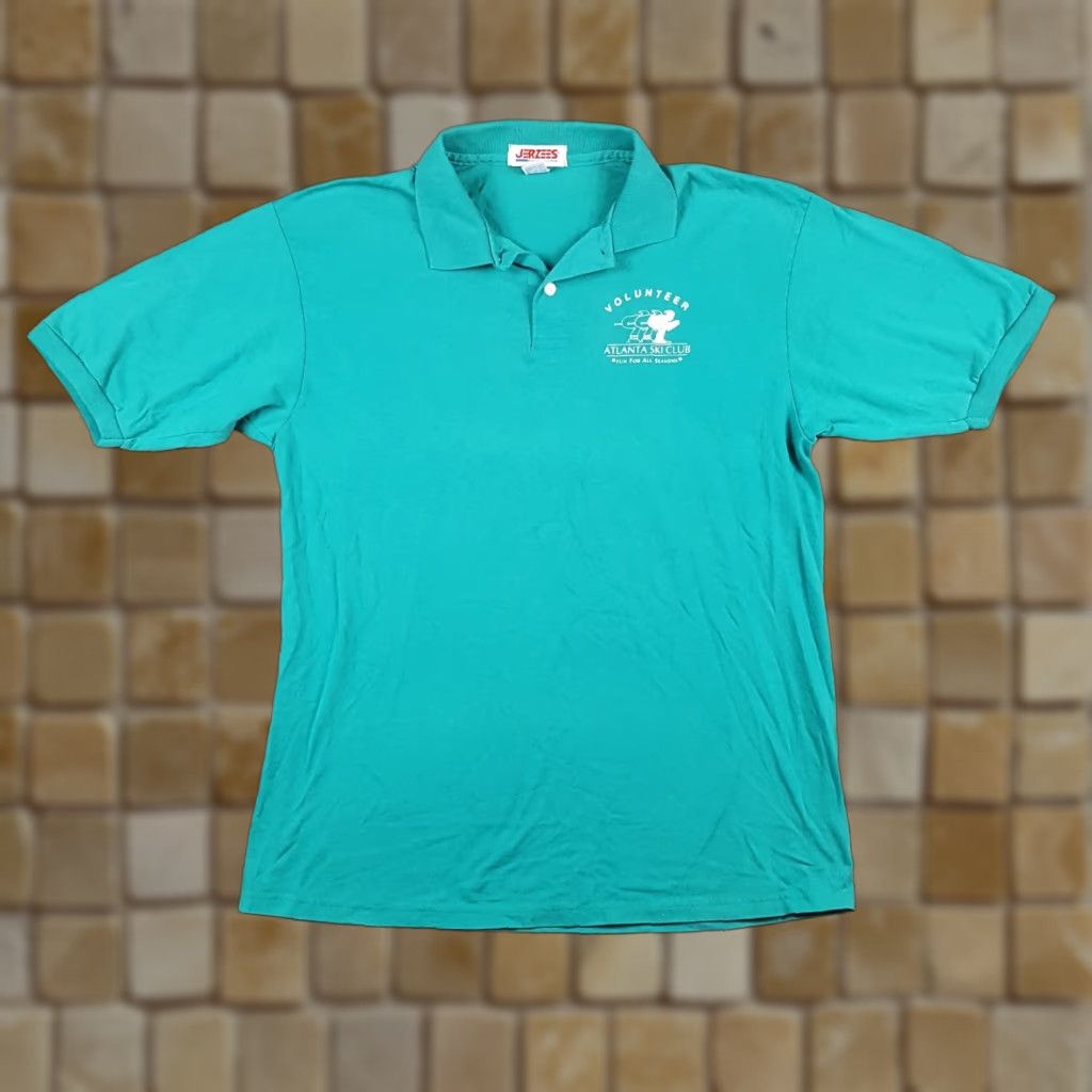 Jerzees VINTAGE JERZEES 90s Atlanta Ski Club Men's Large Green Collar Polo Shirt Skiing Short Sleeve USA Size US L / EU 52-54 / 3 - 1 Thumbnail