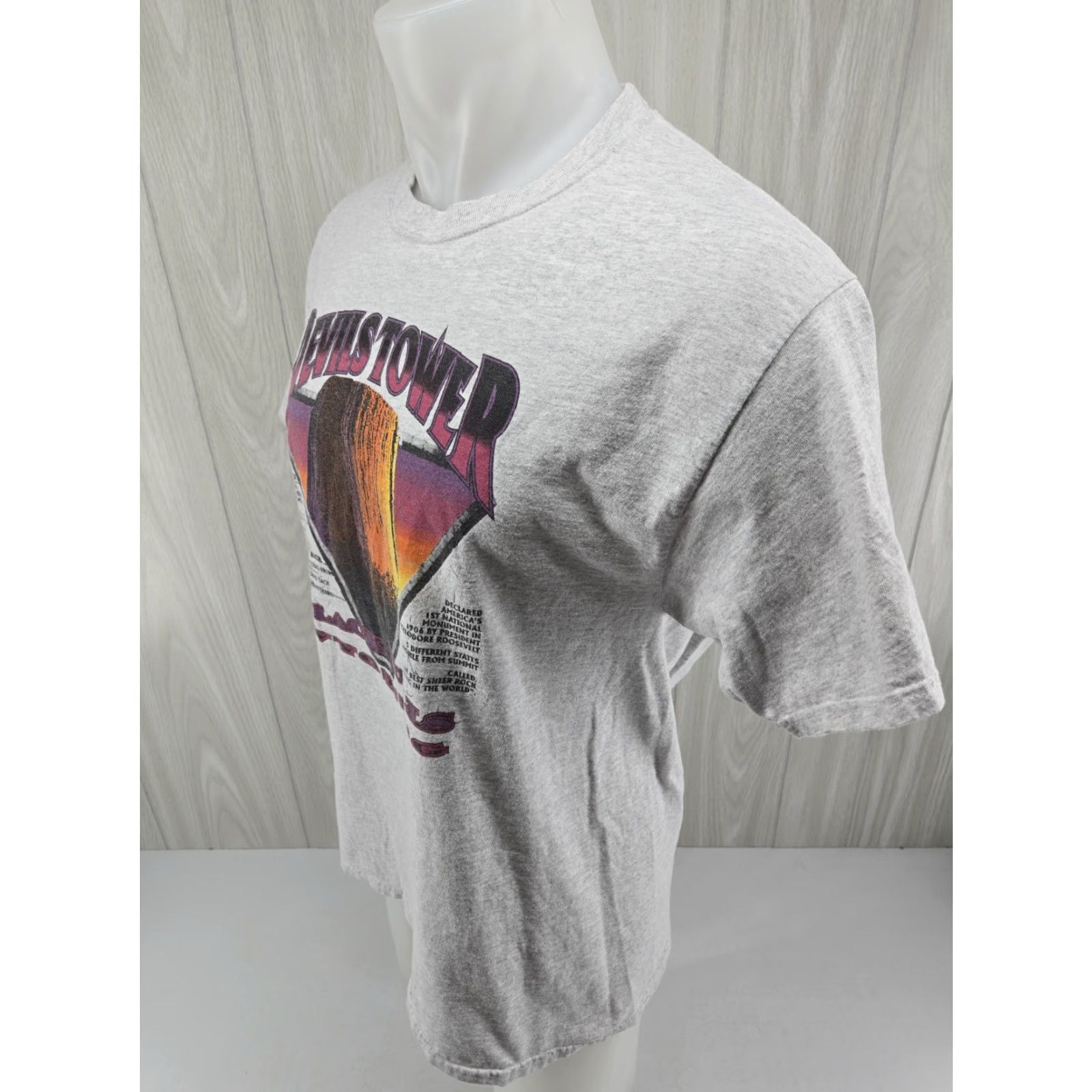Port & Company VTG 90s Devils Tower Wyoming Gray Shirt Graphic Tee Port & Company L Men Casual T-Shirt Size US L / EU 52-54 / 3 - 4 Thumbnail