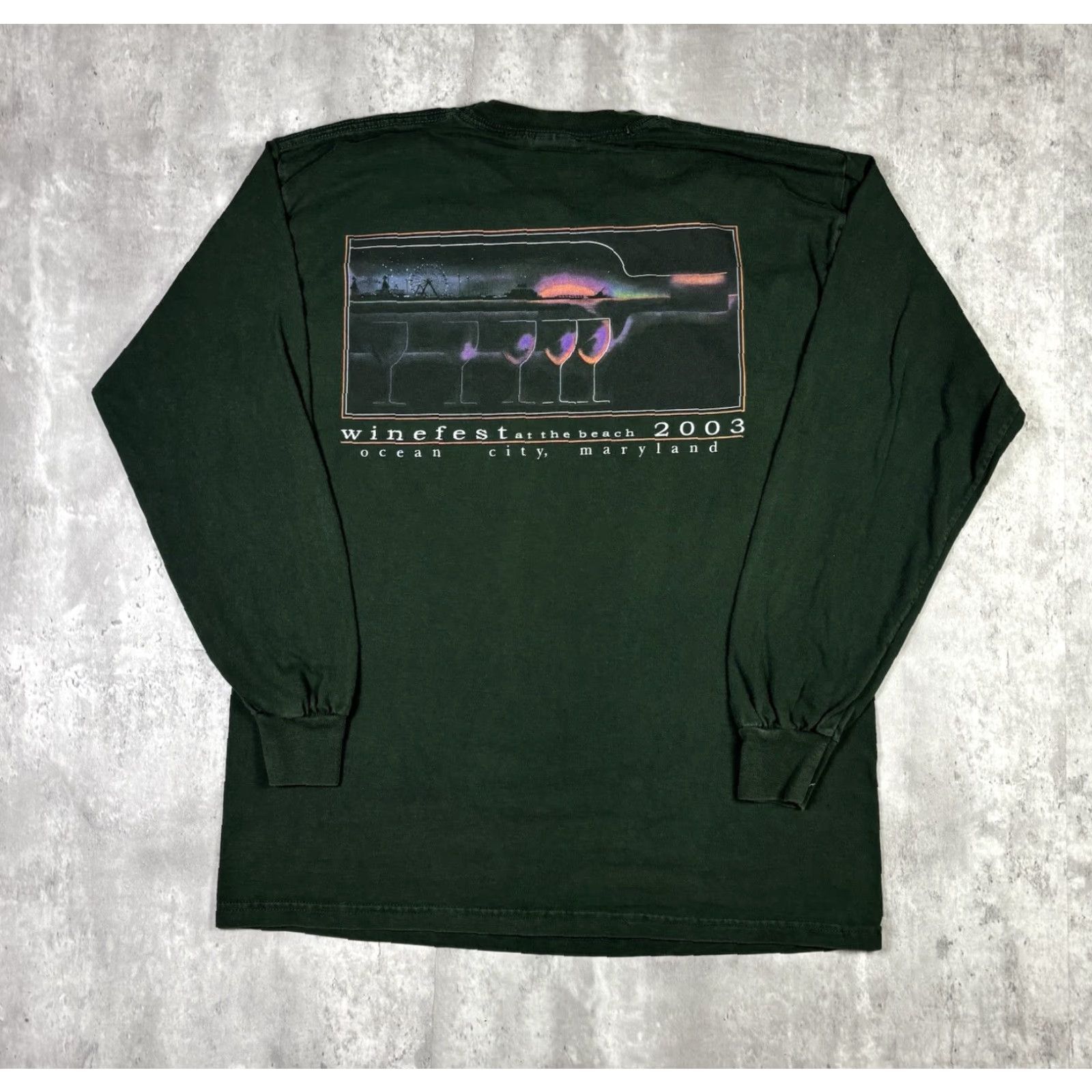 Gildan VINTAGE Winefest On The Beach Art T Shirt Long Sleeve Adult Large Size US L / EU 52-54 / 3 - 2 Thumbnail