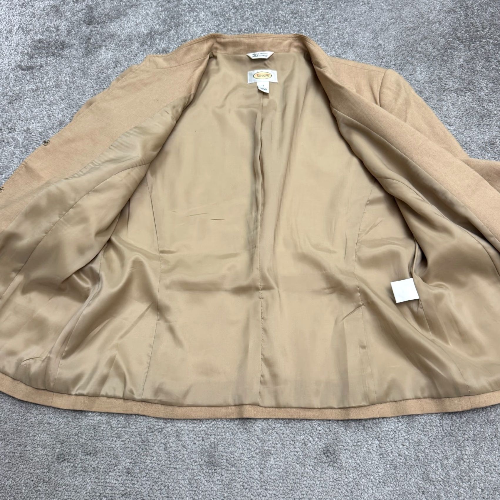 Talbots Talbots Jacket Womens 10 Brown Tan Linen Blend Collarless Hook Eye Career Size L / US 10 / IT 46 - 3 Thumbnail