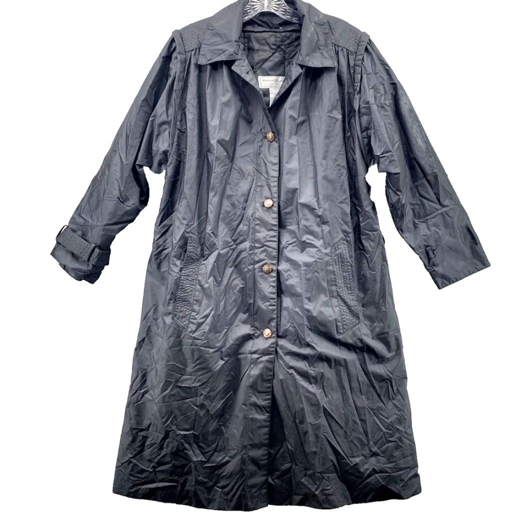 Rains VINTAGE Maggie Lawrence Rain Coat Womens Petite 12 Black Lined Outdoor Snow Y2K Coat Women Black Petite 12 Rain Coat Size XL / US 12-14 / IT 48-50 - 2 Thumbnail