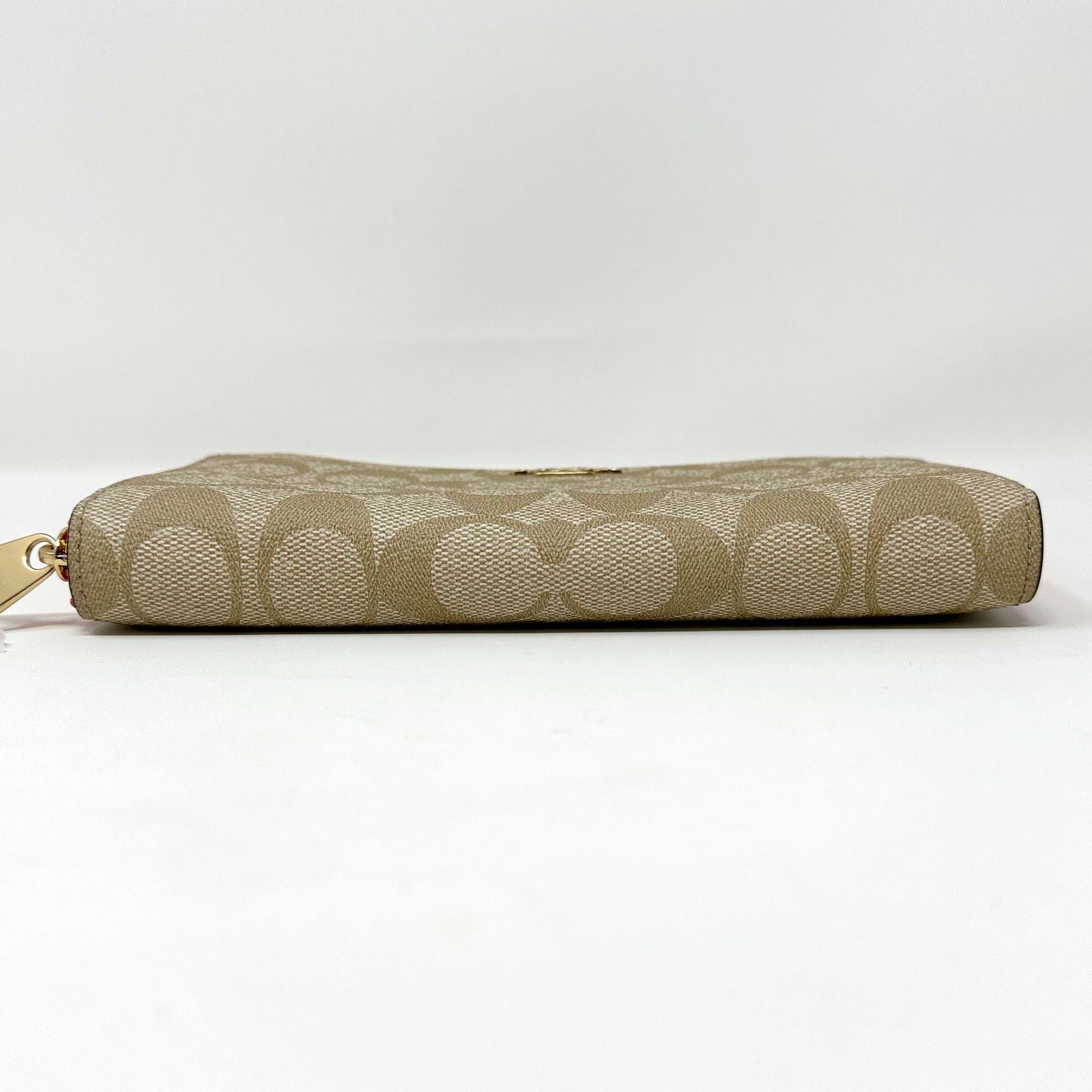 Coach Coach Long Zip Around Wallet in Signature Canvas Khaki C4452 Size ONE SIZE - 4 Thumbnail