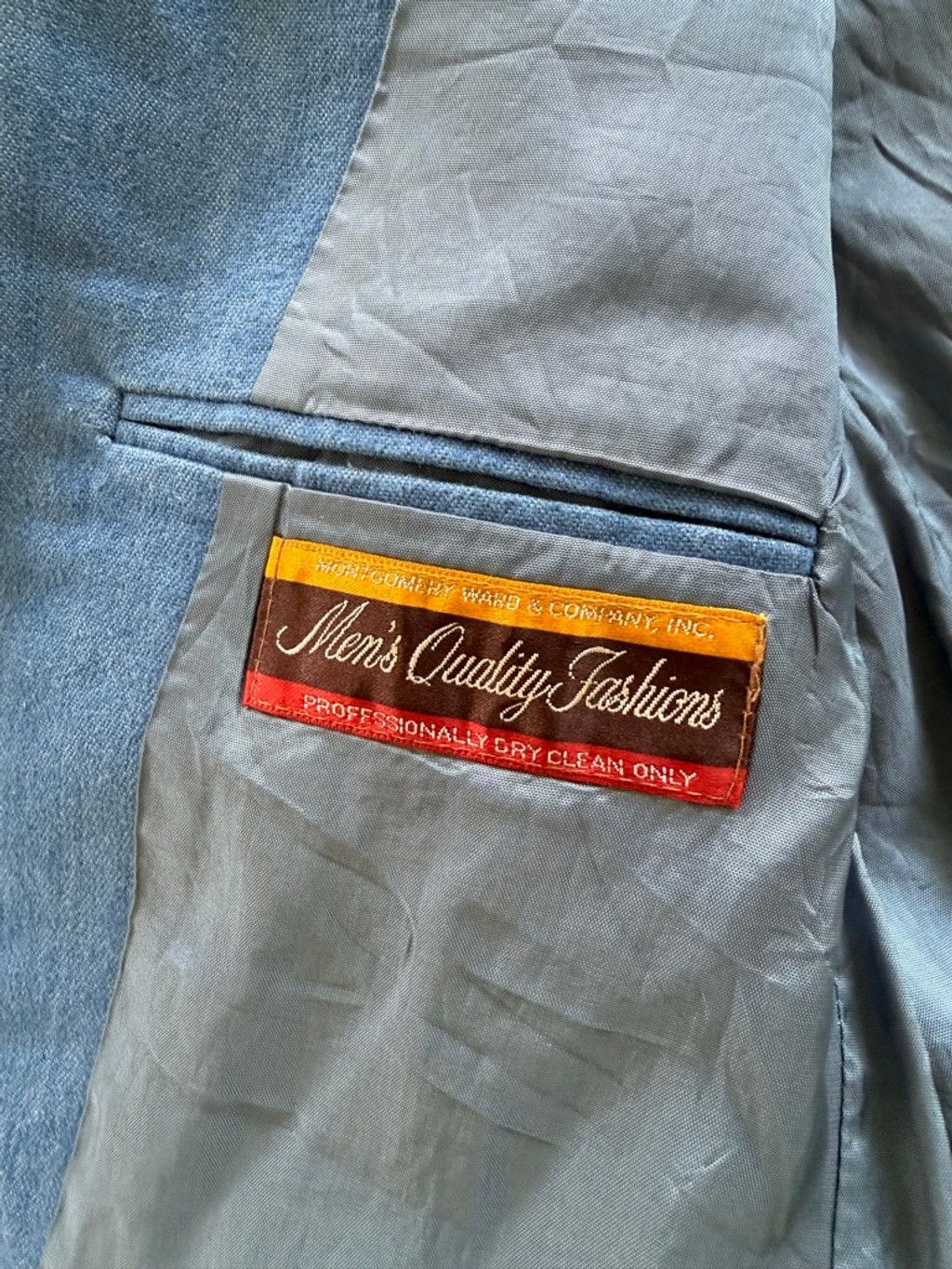 Vintage 80s Montgomery Ward Chambray Western Blazer 43R Size 44R - 3 Thumbnail