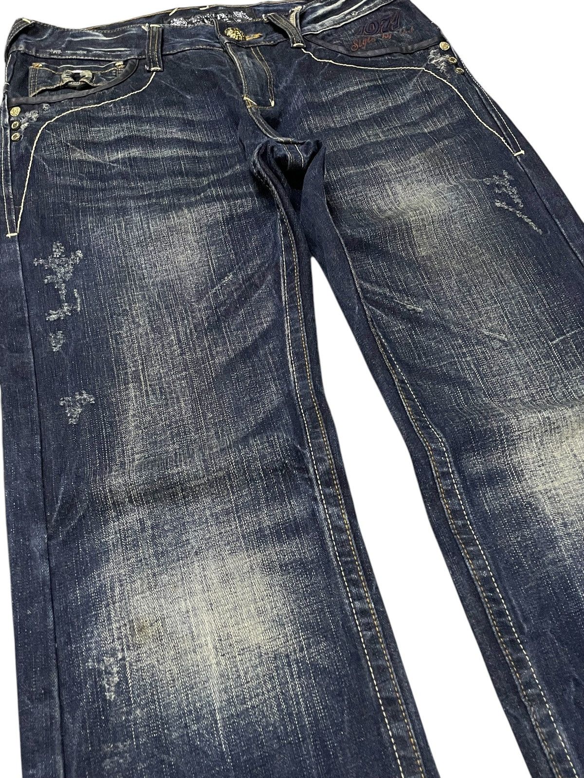 GOSTAR DE FUGA Red Pepper Japan Embellish Feather Wings Gothic Loose Jeans Size US 31 - 6 Thumbnail