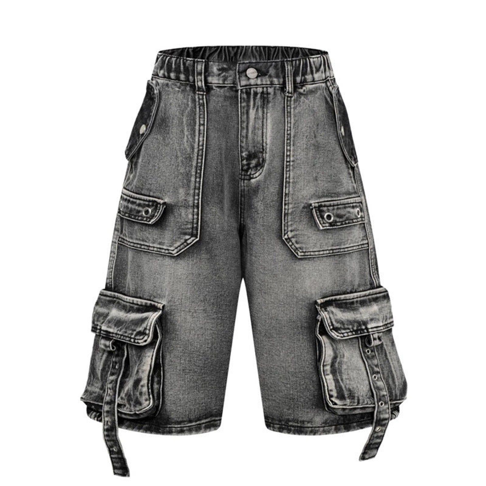 Jean Multi-Pocket Washed Cargo Denim Jorts Size US 32 / EU 48 - 1 Thumbnail