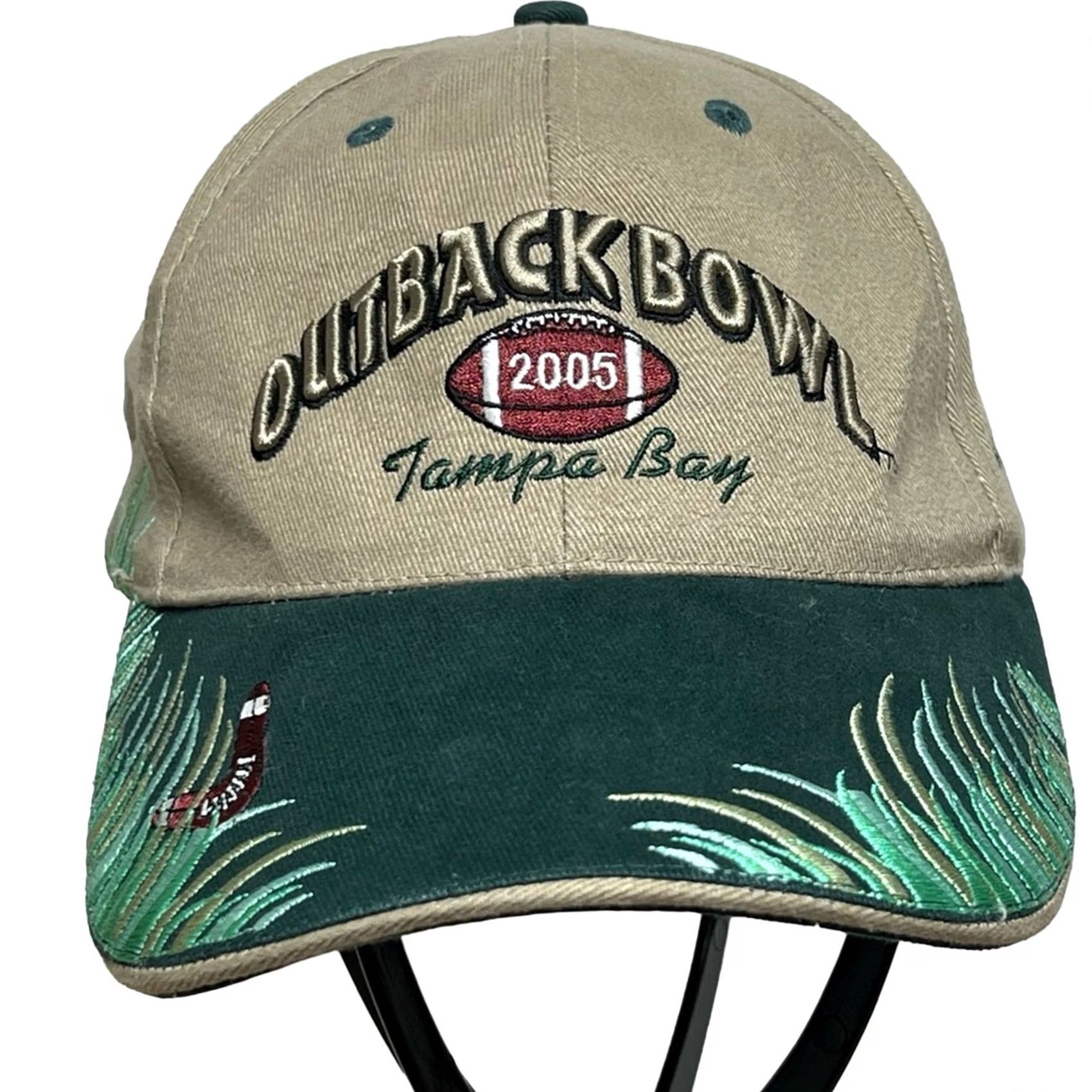 Native VINTAGE Outback Bowl Tampa Bay 2005 Georgia vs. Wisconsin Baseball Hat Cap NWT Men One Size Tan Native Sun Baseball Cap Mens Size ONE SIZE - 2 Thumbnail