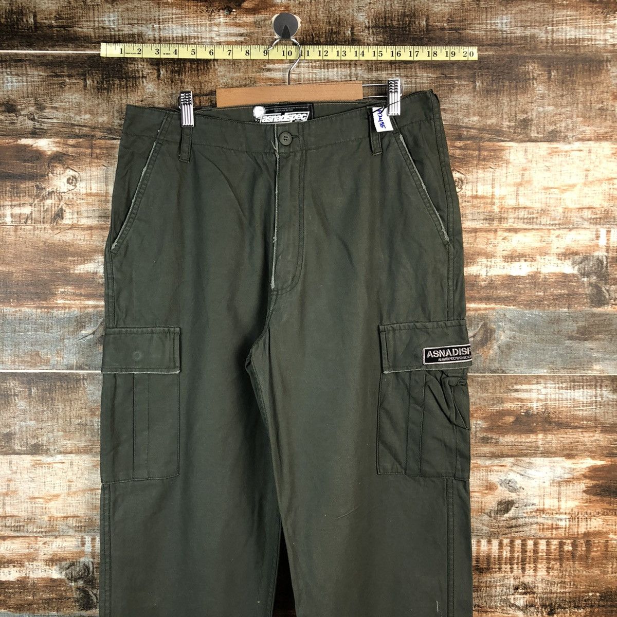 Japanese Brand Asna Dispec utility Green Cargo Multipocket Pants #A2435 Size US 33 - 4 Thumbnail