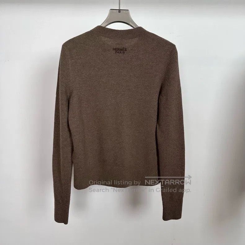 Hermes Hermes brown embroidery chain long sleeve knitted top Size XXS / US 00 / IT 34 - 2 Thumbnail