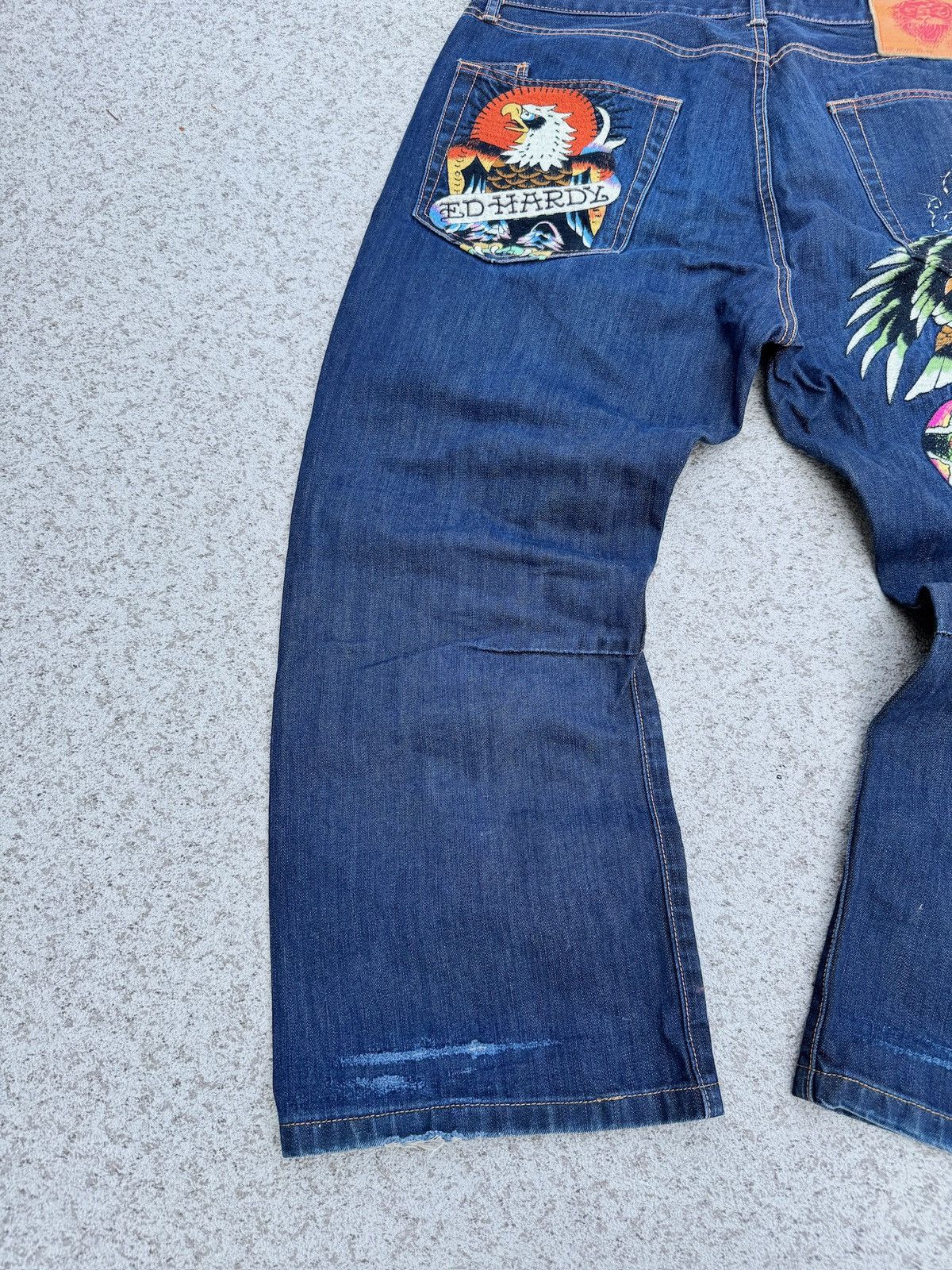 Ed Hardy × Vintage Vintage Baggy Ed Hardy Embroidered Denim Size US 42 / EU 58 - 3 Thumbnail