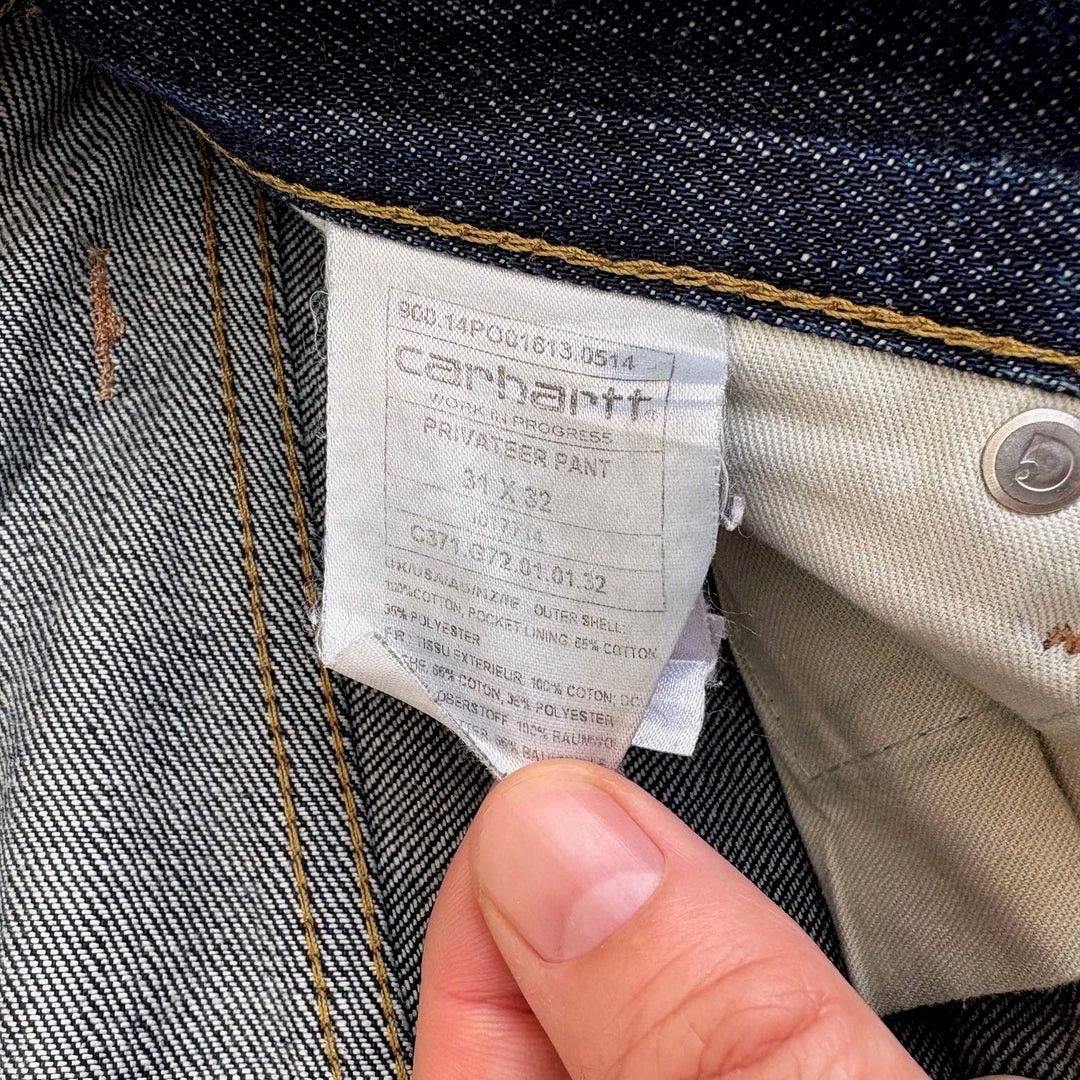 Carhartt × Carhartt Wip Carhartt ‘Privateer’ Selvedge W31 L32 Blue Denim Denim Jeans Size US 31 - 5 Thumbnail