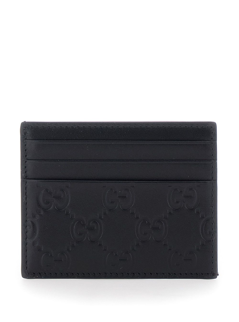 Gucci Black Emblem Card Holder with GG Motif in Leather for Men Size ONE SIZE - 1 Thumbnail
