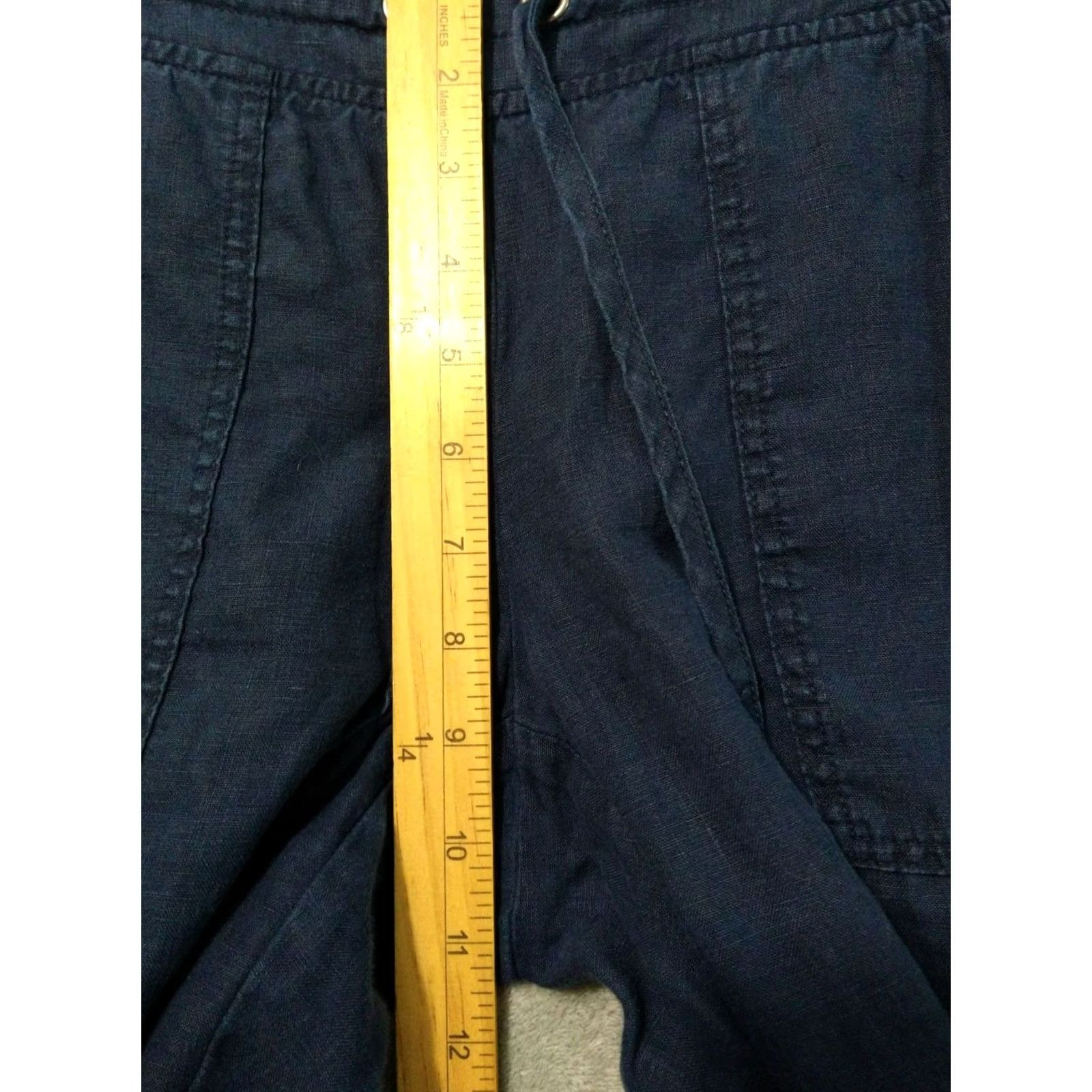 Athleta Athleta Pants Womens 4 Navy Blue Linen Ankle Taper Leg Pull On Mid Rise Pants Size 27" / US 4 / IT 40 - 4 Thumbnail