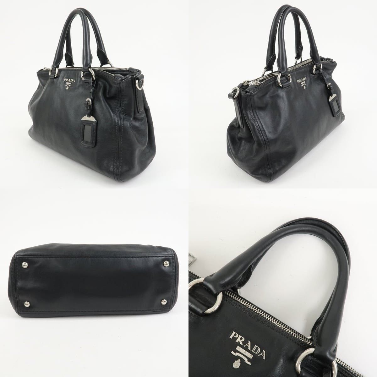 Prada Prada Logo Calfskin Satchel Black Size ONE SIZE - 3 Thumbnail