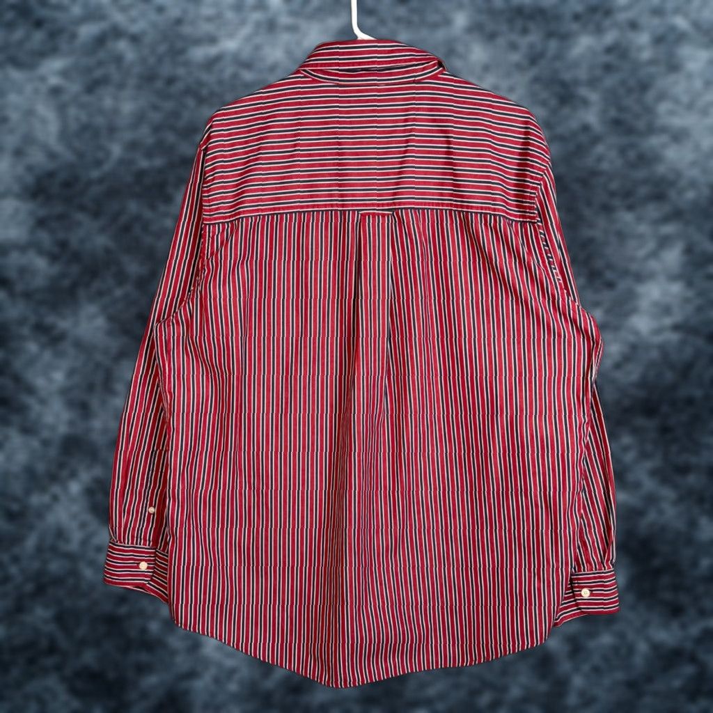 Chaps Chaps Shirt Mens Large L Button-Down Red & Blue Striped Long Sleeve Casual Cotton Polyester Woven Classic 90s? (Note: 90s not in original) Size US L / EU 52-54 / 3 - 1 Thumbnail