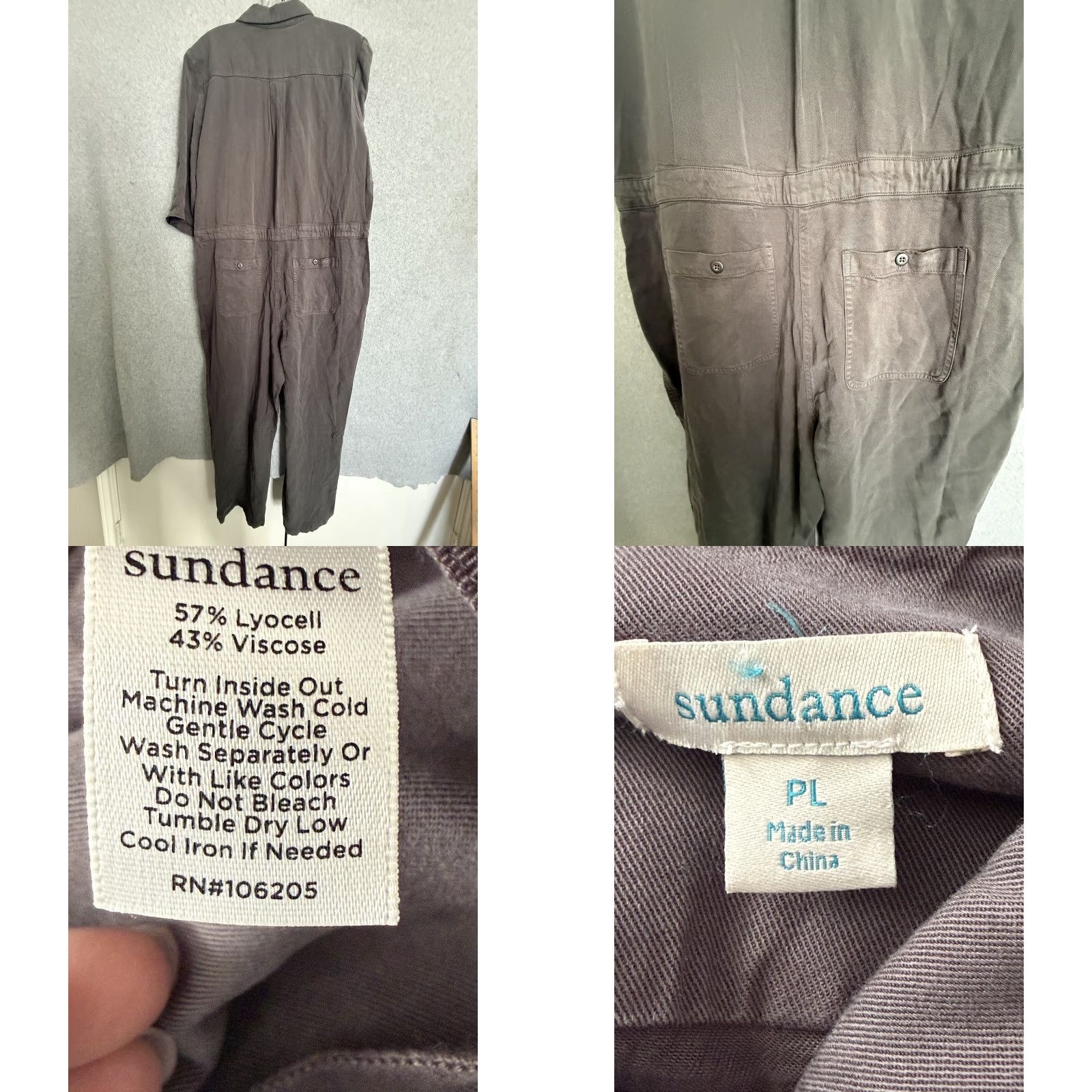 Vintage Sundance Jumpsuit Womens Petite Large Brown Twill Utility Button Front Tie Waist Size 36" / US 14 / IT 50 - 9 Thumbnail