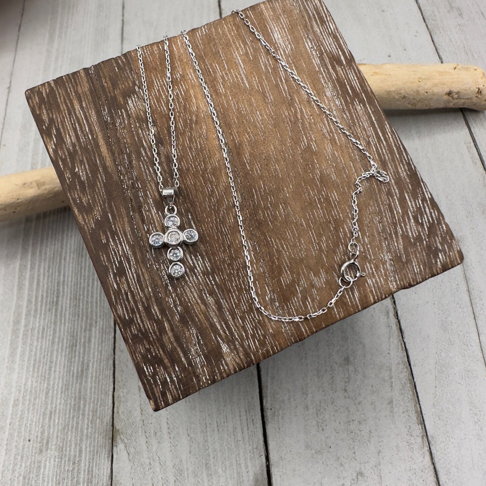 The Unbranded Brand Cross CZ Sterling Silver Necklace Size ONE SIZE - 4 Thumbnail