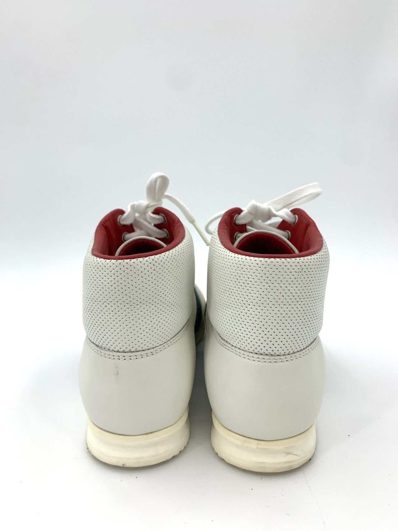 Gucci Gucci Red Green And White Leather Lace-Up High-Top Sneakers Size US 6 / IT 36 - 4 Thumbnail