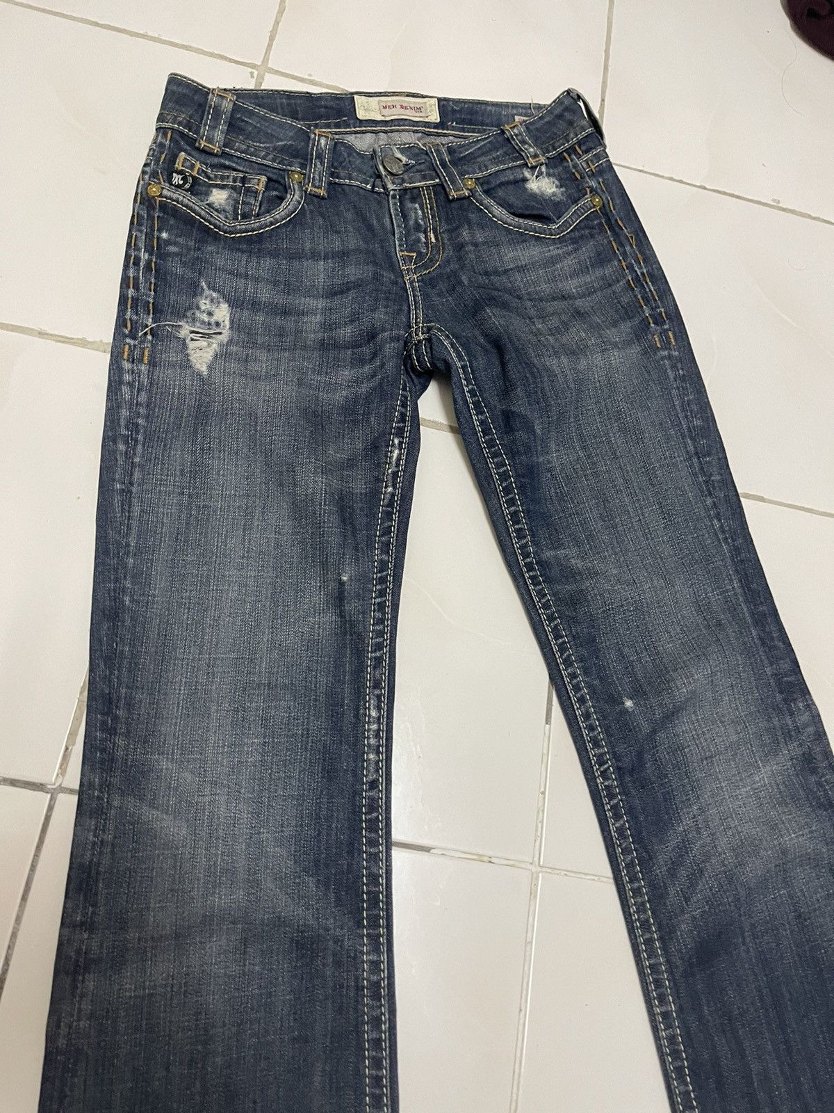 Japanese Brand 90’s FLARE JEANS BOOT CUT LOW RISE DISTRESSES Size US 29 - 2 Thumbnail