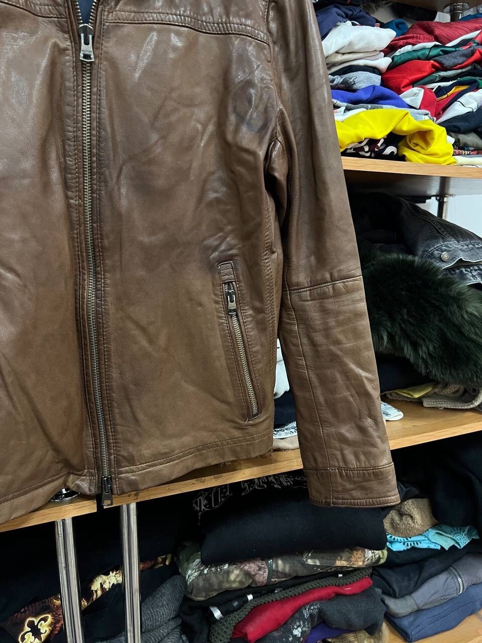 Tommy Hilfiger Vintage Tommy Hilfiger Brown Leather Jacket 1990s Size US L / EU 52-54 / 3 - 4 Thumbnail