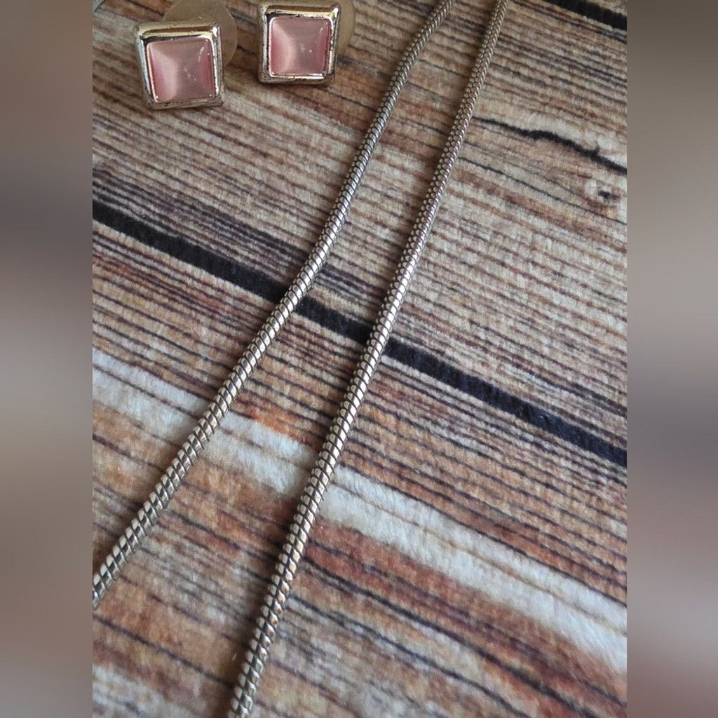Other Vintage Pink and Silver Pendant Necklace With Earrings Set Size ONE SIZE - 2 Thumbnail