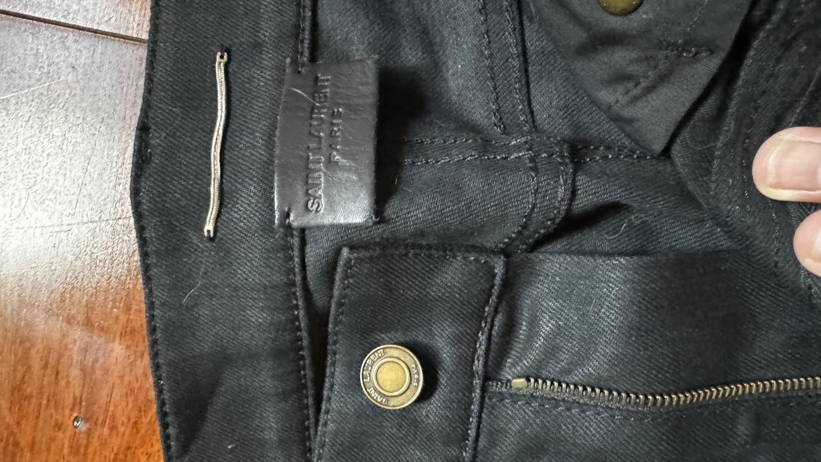 Saint Laurent Paris Saint Laurent D24 Silver Coated Black Denim Jeans Size US 29 - 6 Thumbnail