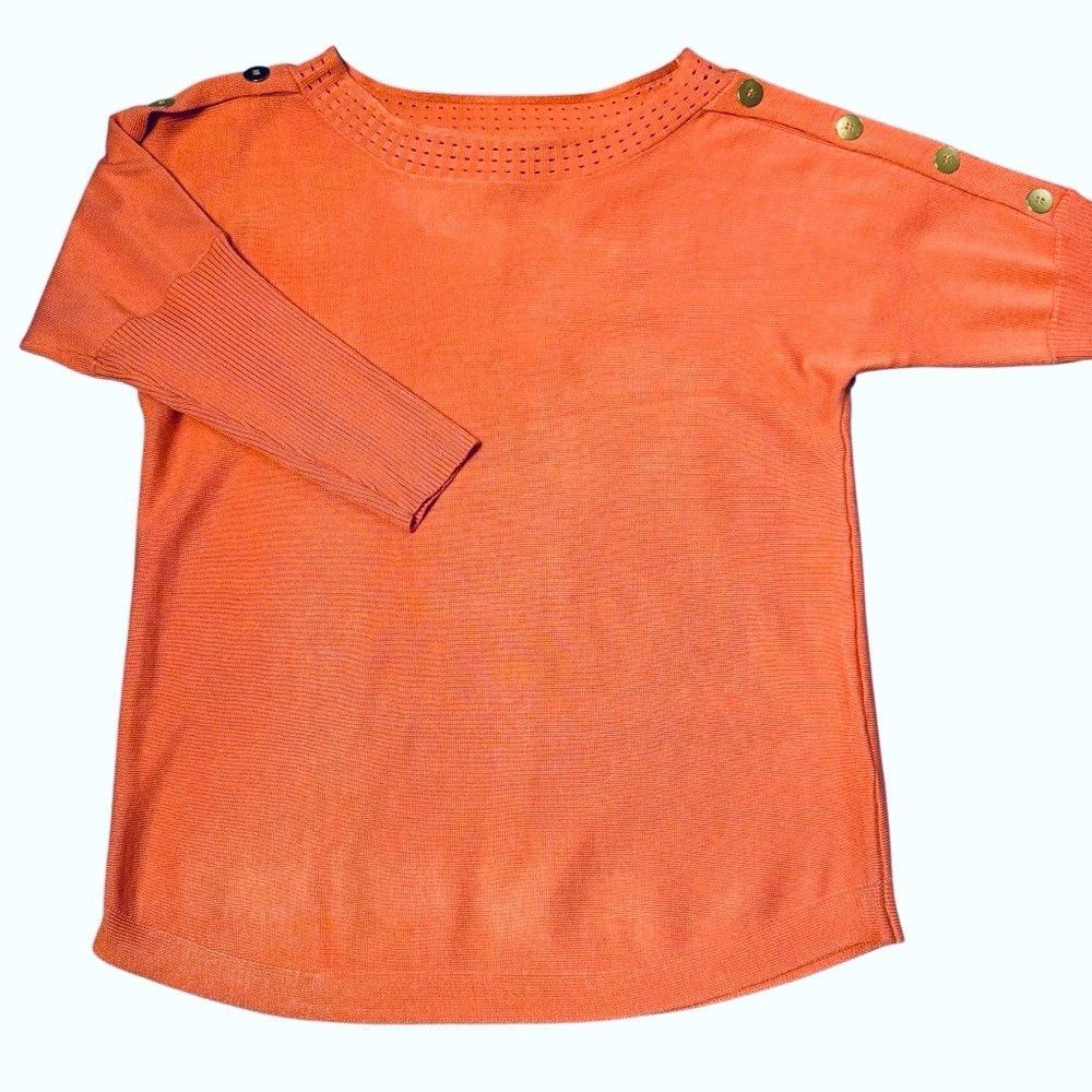 Other NWT New Cable & Gauge Orange 3/4 Button Sleeve Sweater Size Size S / US 4 / IT 40 - 4 Thumbnail