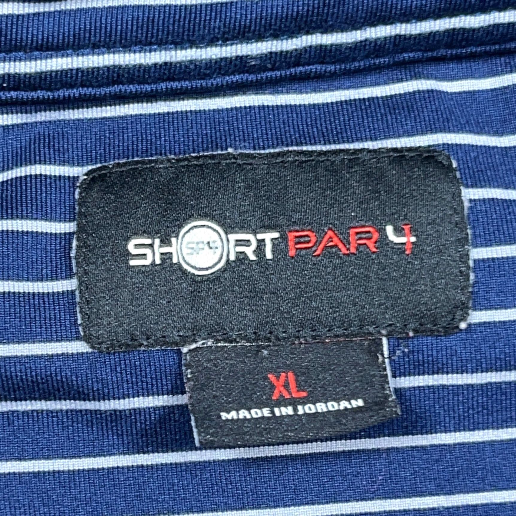 Vintage Short Par 4 Polo Shirt Men XL Navy Blue Striped Performance Wicking Golf Adult Size US XL / EU 56 / 4 - 3 Thumbnail