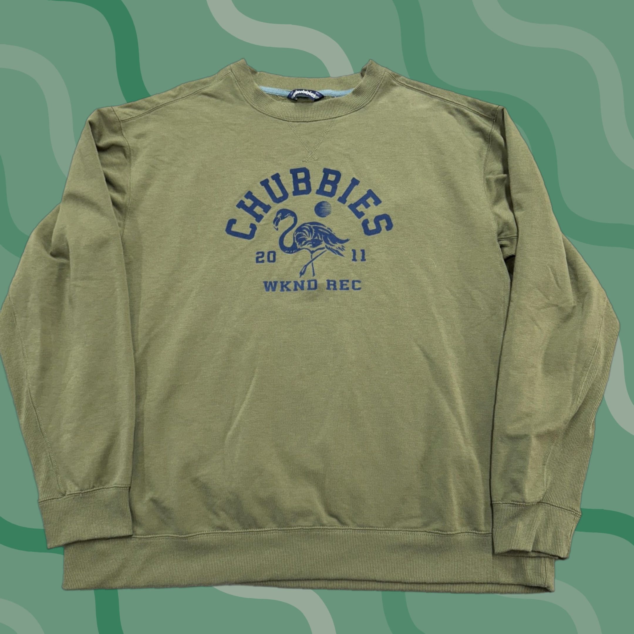 Chubbies Chubbies Sweatshirt Mens 2XL Green Graphic Print Crewneck Fleece WKND REC Animals Logo Pullover Shirt Size US XXL / EU 58 / 5 - 1 Thumbnail