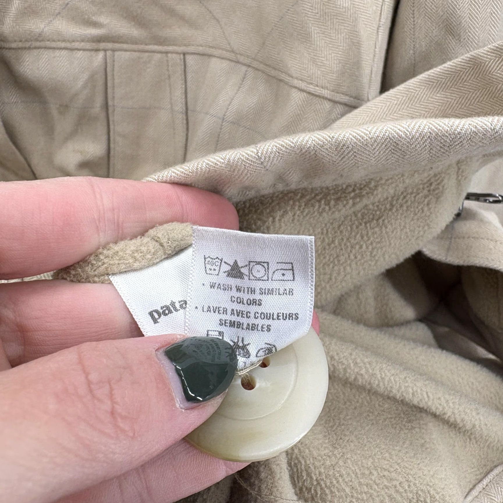 Patagonia Patagonia Coat Womens Medium Beige Fleece Lined Herringbone Trench Travel Casual Size M / US 6-8 / IT 42-44 - 6 Thumbnail