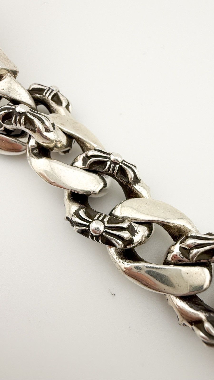 Chrome Hearts SUPER RARE! Silver ID Cross Fancy Link Cuban Bracelet Size ONE SIZE - 6 Thumbnail