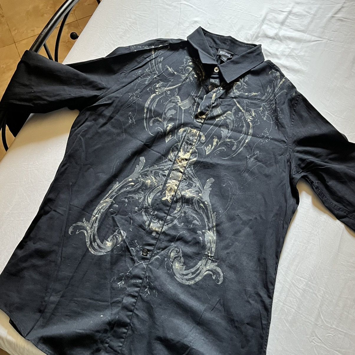 Just Cavalli Just Cavalli Black Printed Button Up Shirt Size 52 Size US L / EU 52-54 / 3 - 1 Thumbnail