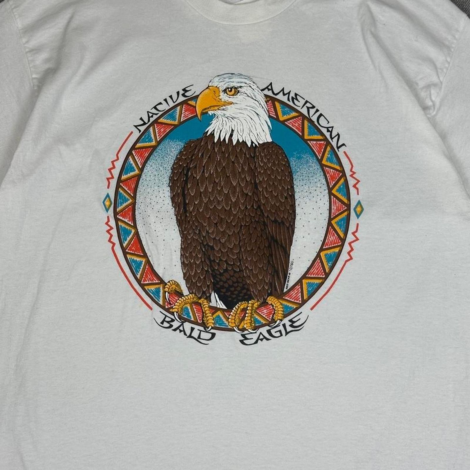 Native Vintage Native American Bald Eagle white T-shirt Size US L / EU 52-54 / 3 - 2 Thumbnail