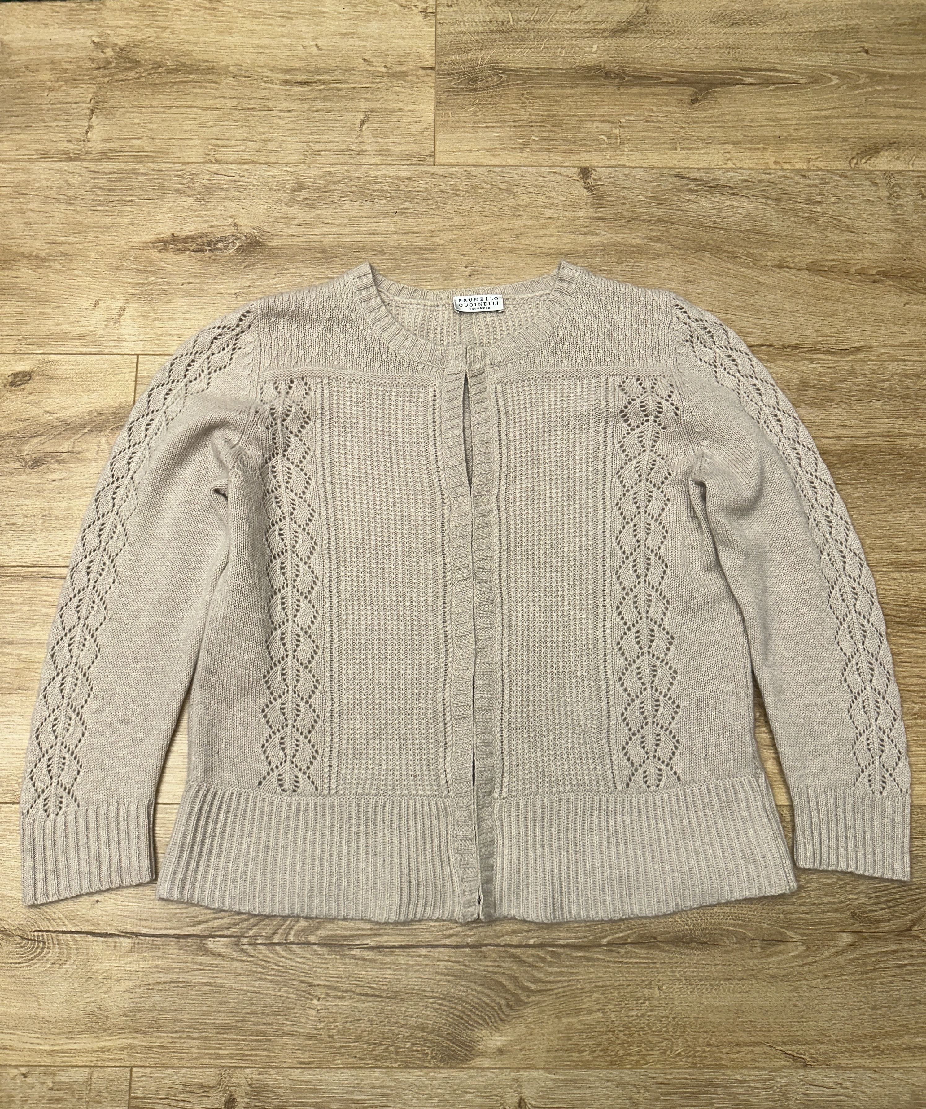 Brunello Cucinelli Brunello Cucinelli Cashmere Silk Open Knit Cardigan S M Size M / US 6-8 / IT 42-44 - 1 Thumbnail