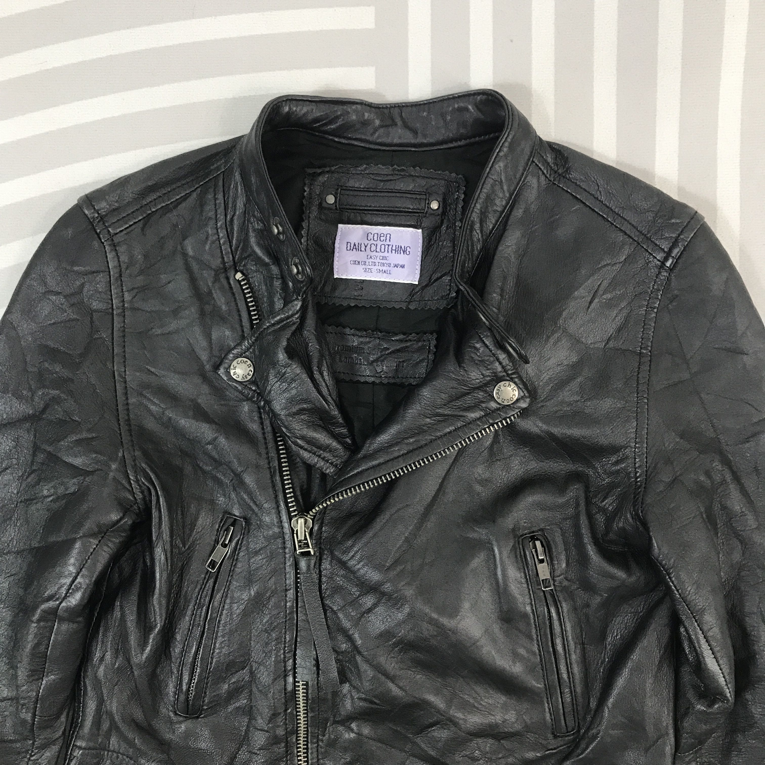 14th Addiction × Japanese Brand × Leather Vintage Coen Double collar bono leather Jacket Size US XS / EU 42 / 0 - 2 Thumbnail