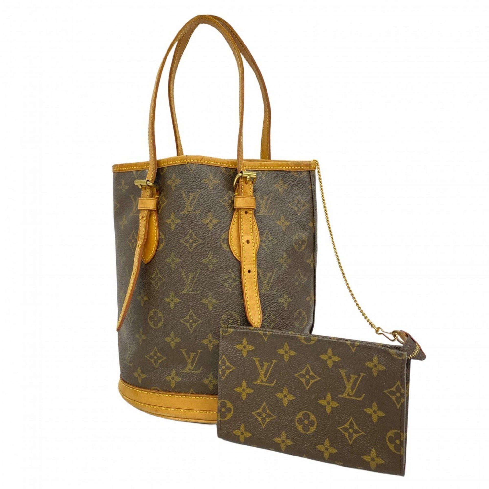Louis Vuitton Tote Bag Monogram Petit Bucket M42238 Brown Women's