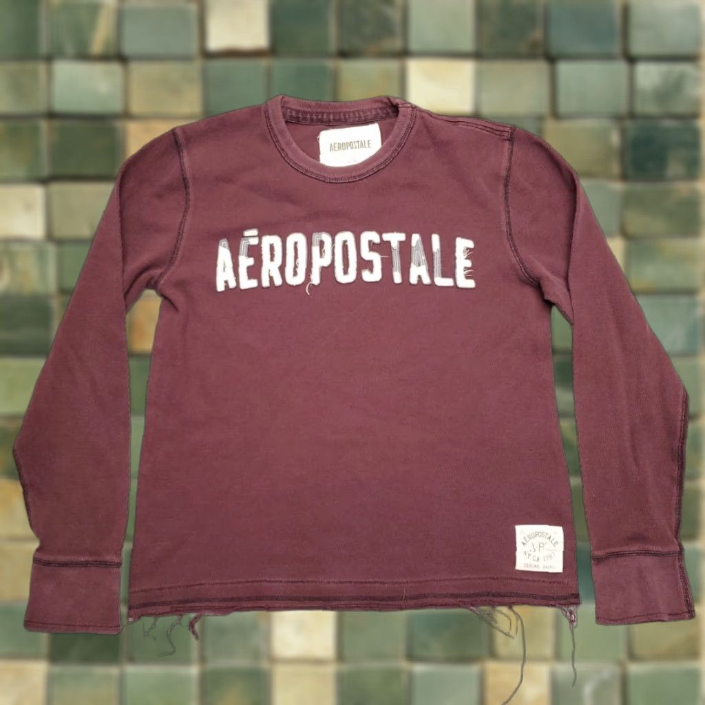 Aeropostale VINTAGE Aeropostale Shirt Womens L Red Thermal Pullover Spellout Y2K 90s Retro Mens Womens Boys Girls Size L / US 10 / IT 46 - 1 Thumbnail