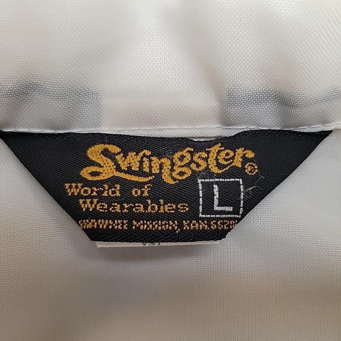 Vintage VTG Swingster Jacket Mens L White Shrine Club Banditos Chain Stitching Graphic Windbreaker Short Sleeve? Size US L / EU 52-54 / 3 - 4 Thumbnail