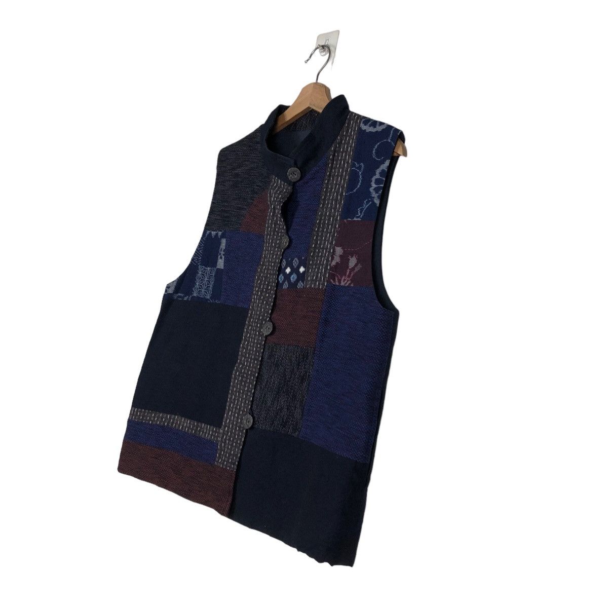45rpm × Blue Blue Japan × Japanese Brand Vintage Vest Indigo Sisoko Giemon Kurume Traditional Kasuri Size US M / EU 48-50 / 2 - 2 Thumbnail