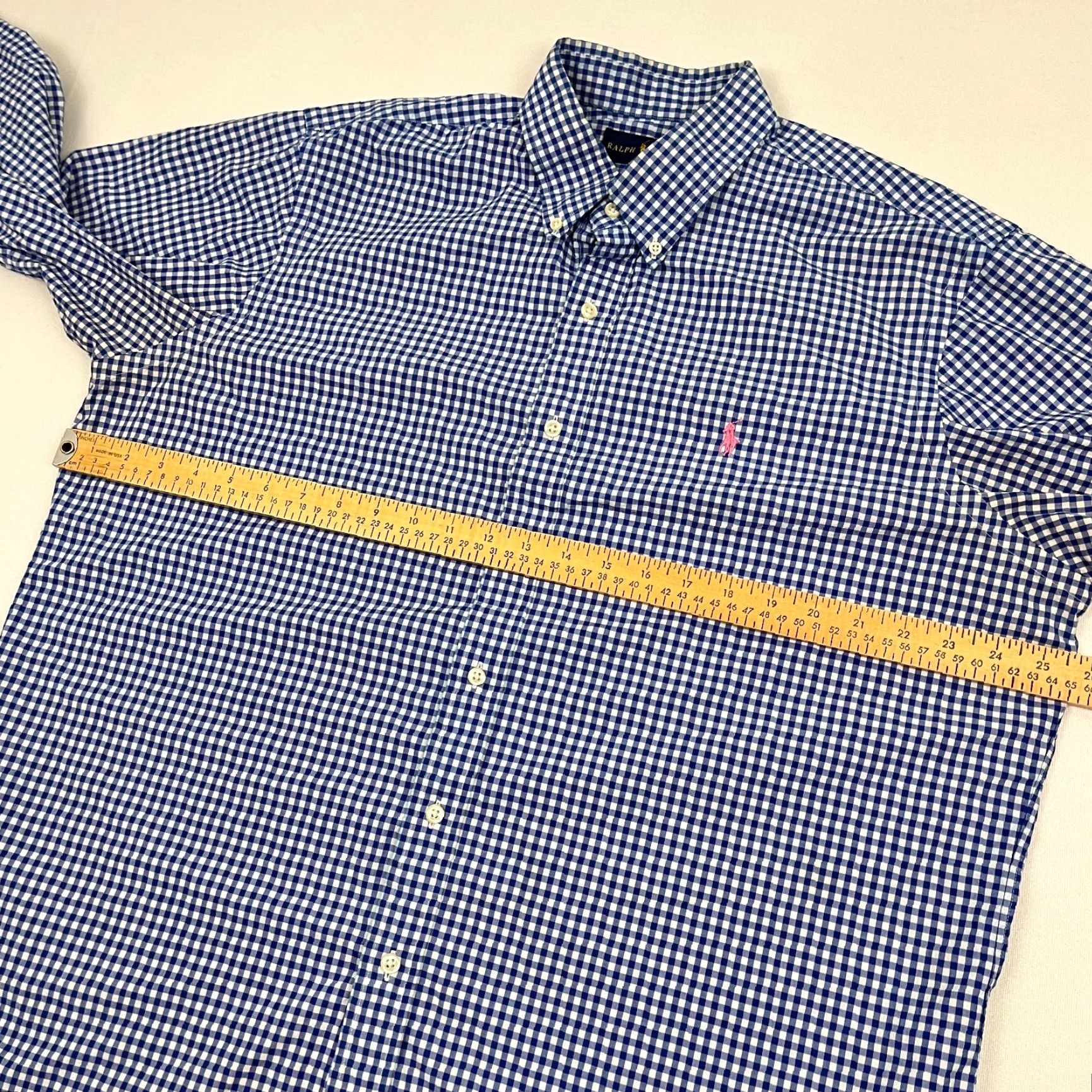Ralph Lauren Ralph Lauren Shirt Mens XL White Blue Gingham Check Button-Down Pony Shirt Boys? Size 46R - 6 Thumbnail