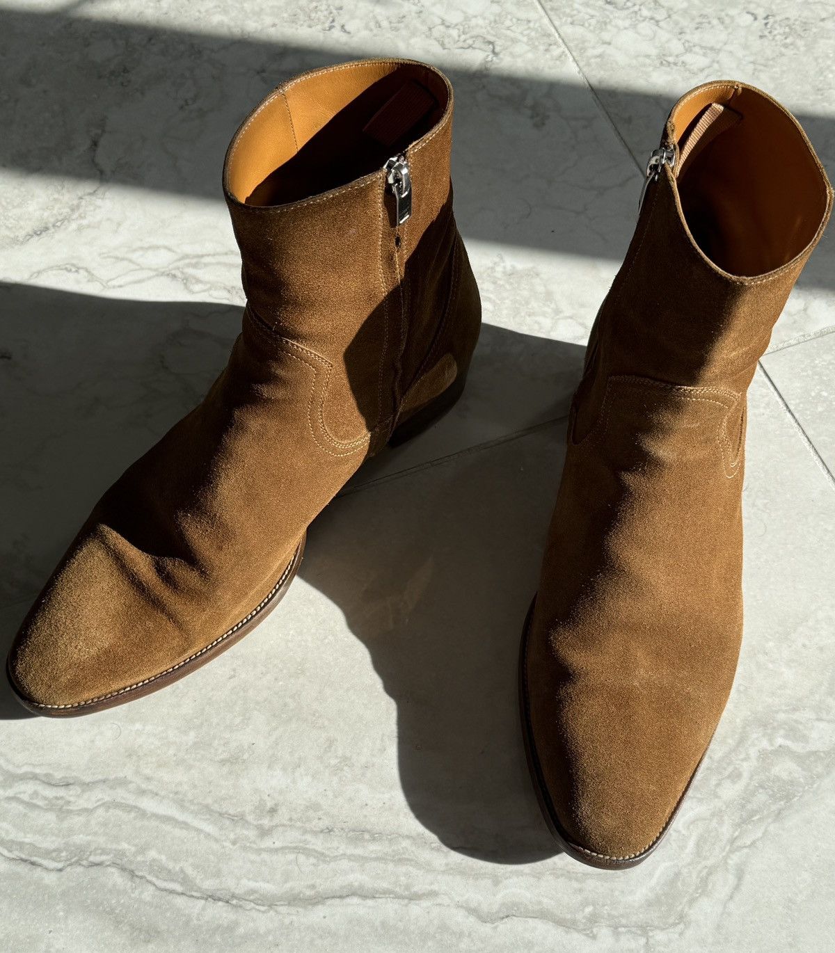 Saint Laurent Paris Classic Hedi Slimane Wyatt 40 Tobacco Suede Boots Size US 13 / EU 46 - 3 Thumbnail